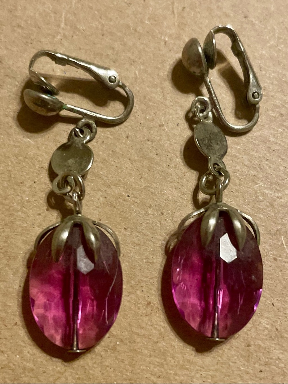 Sarah Coventry Pink Crystal Drop Clip-On Earrings